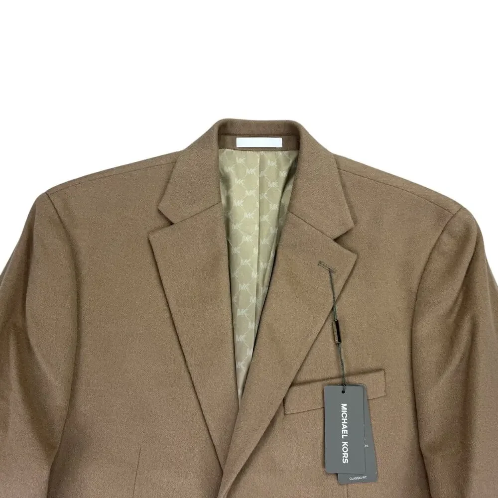 Michael Kors Mens Kipp Wool Cashmere Luxury Classic Fit Sport Coat Tan 40R